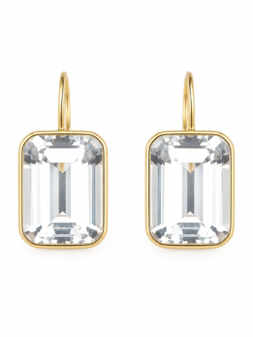 Vintage 14K Yellow Gold Colorless Topaz Drop Earrings